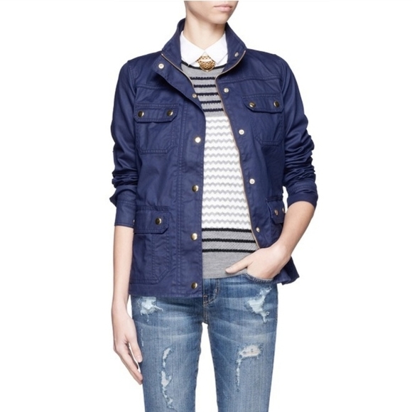 J. Crew Downtown Field Jacket navy blue utility size XXS - Picture 1 of 8
